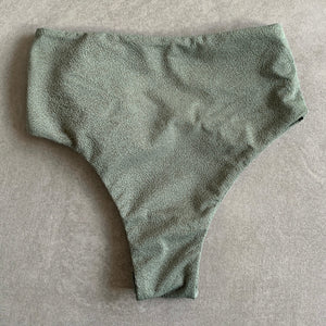 Seashore Textured Fern Green Vera High Waist Bikini Bottom