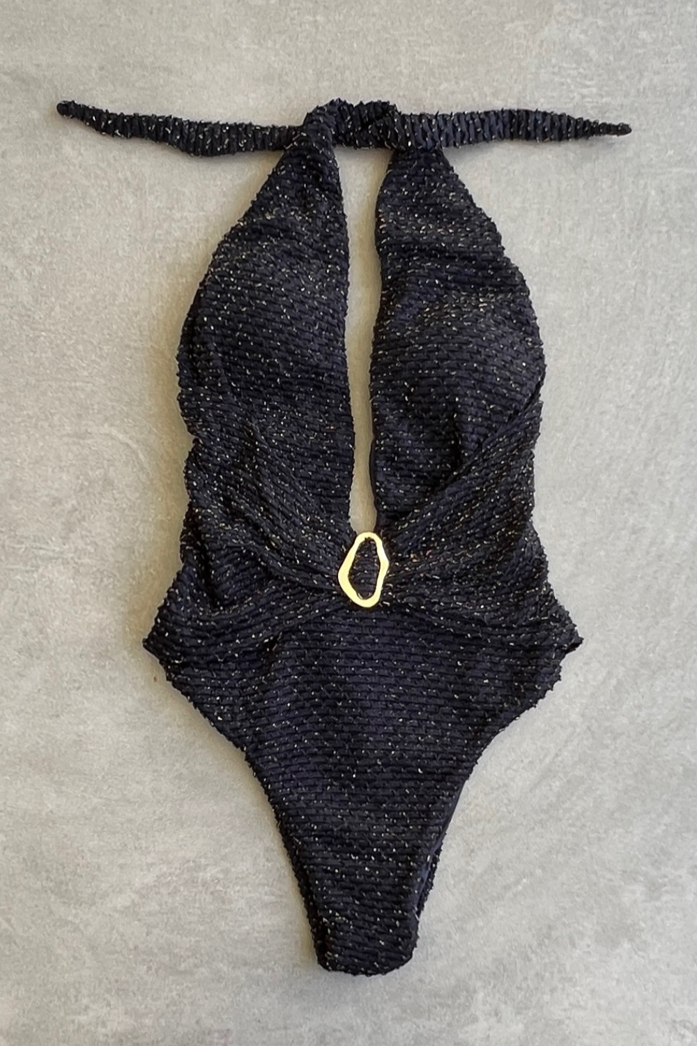 Glamour Black Sparkling Mermaid Weave Textured Samira One Piece Swimwear