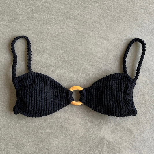 Onyx Textured Kayla Bikini Top
