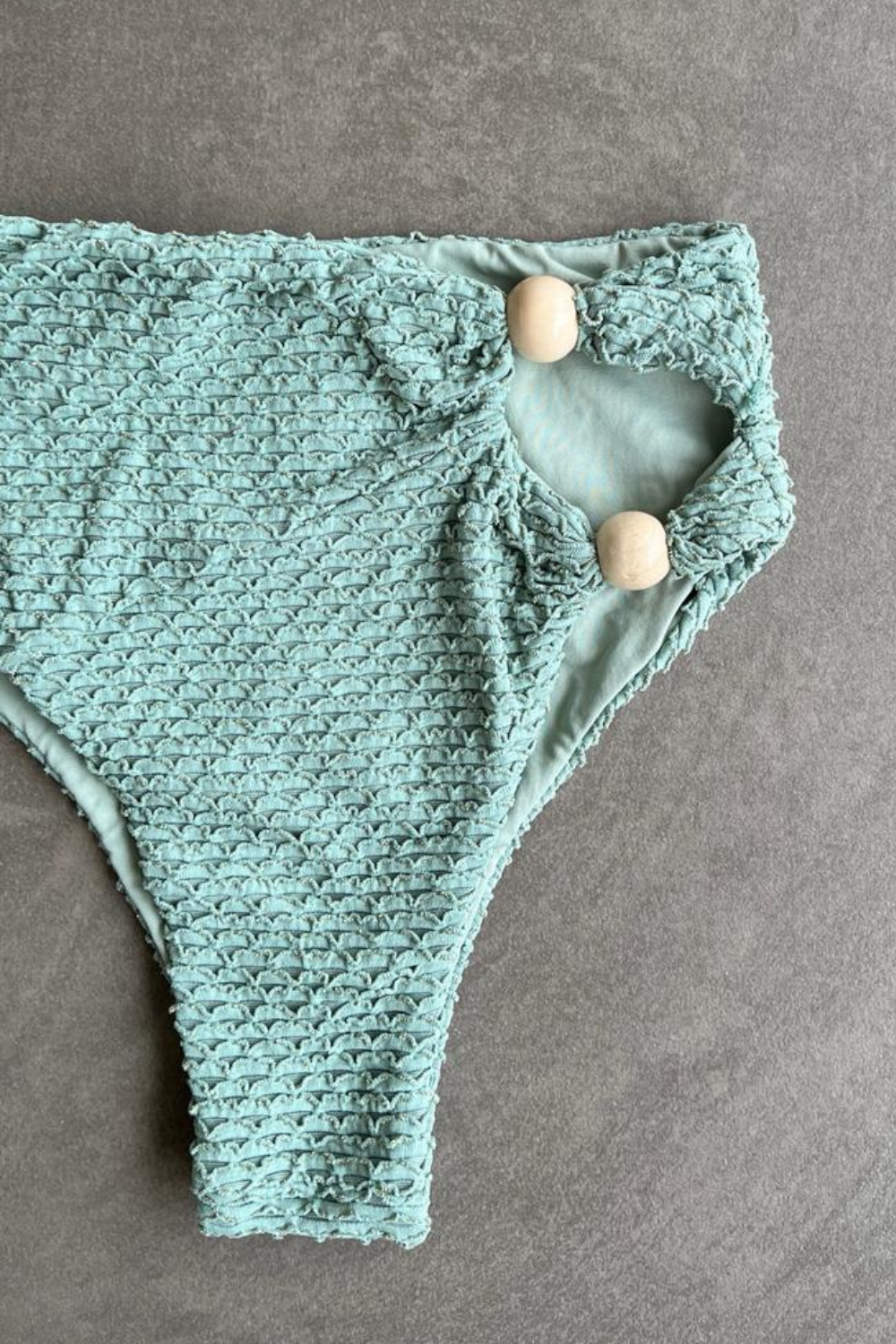 Seafoam Green Sparkling Mermaid Weave Textured Vera Bikini Bottom