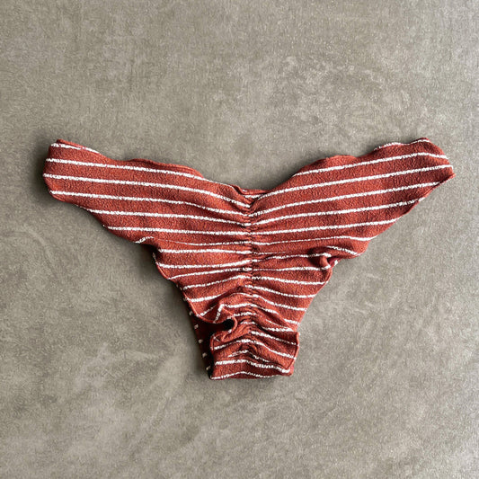 Brown & White Seashore Striped Textured Textured Lili Ripple Bikini Bottom