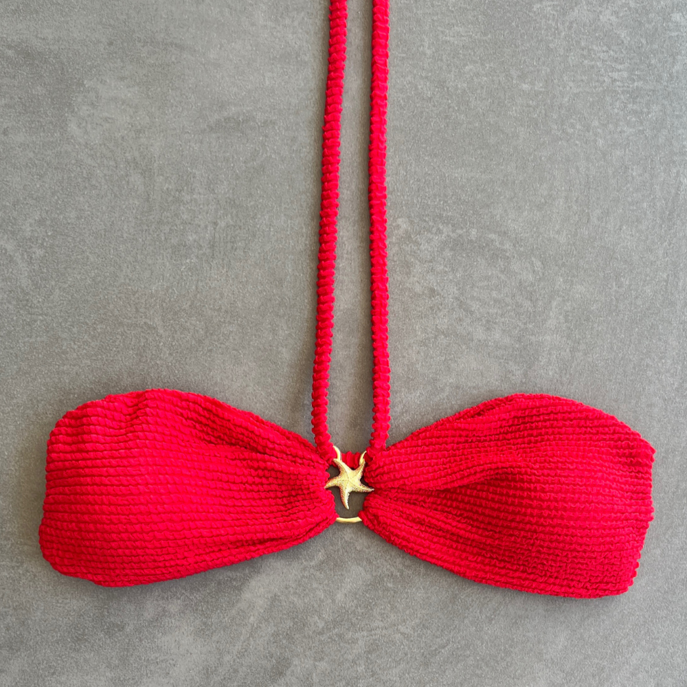 Mexican Chili Textured Star Strapless Bikini Top