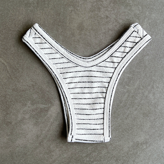 White & Black Seashore Striped Textured Tati Bikini Bottom