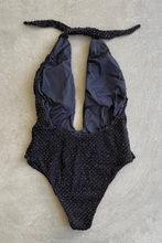 Load image into Gallery viewer, Glamour Black Sparkling Mermaid Weave Textured Samira One Piece Swimwear
