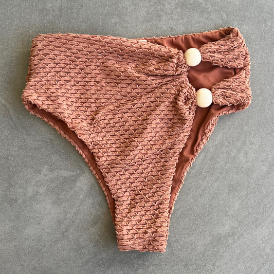 Toffee Brown Sparkling Mermaid Weave Textured Vera Bikini Bottom