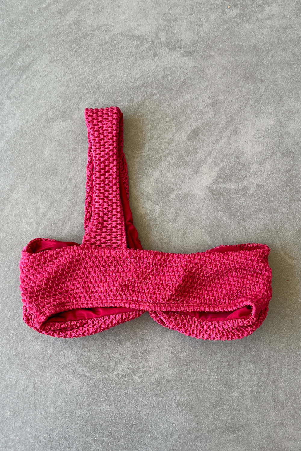 Berry Tan Lines Honeycomb Textured Greek Bikini Top