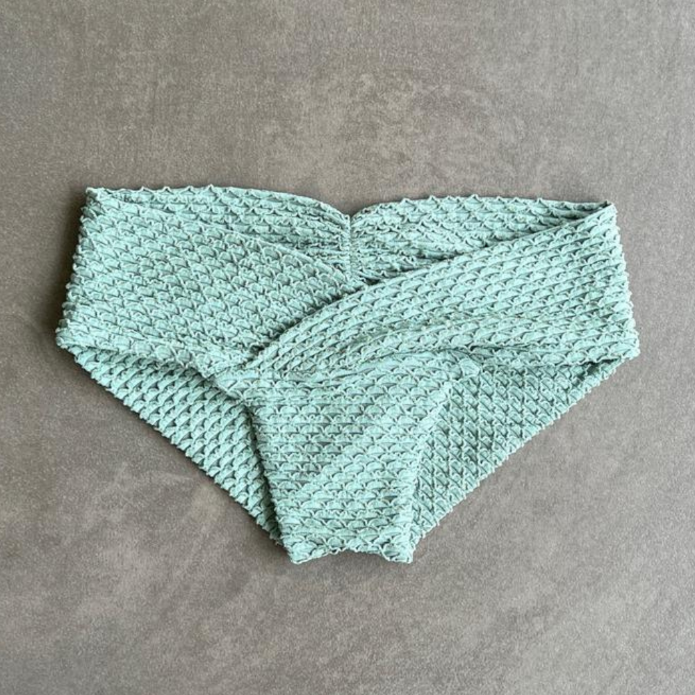 Seafoam Green Sparkling Mermaid Weave Textured Melissa Bikini Bottom