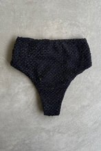 Load image into Gallery viewer, Glamour Black Sparkling Mermaid Weave Textured Vera Bikini Bottom
