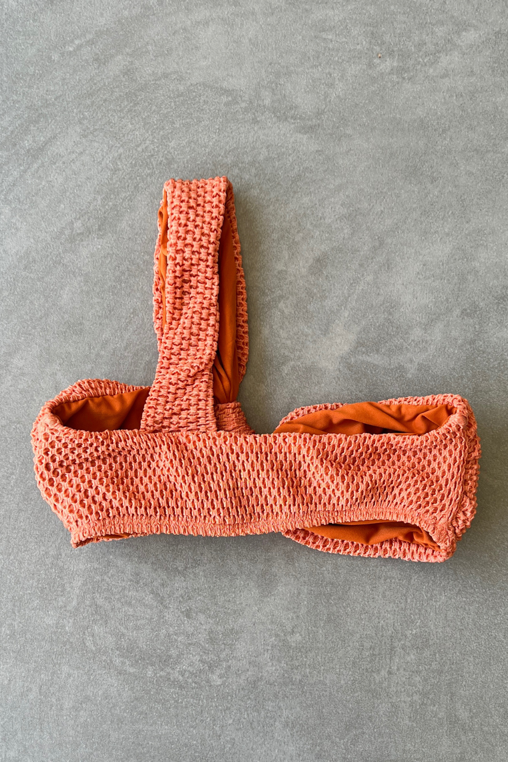 Toasted Peaches Honeycomb Textured Greek Bikini Top
