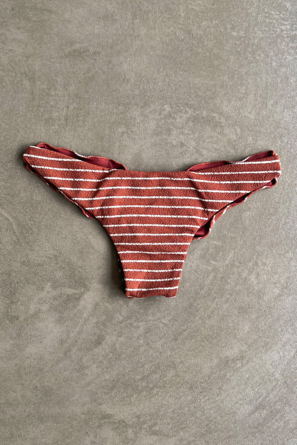 Brown & White Seashore Striped Textured Textured Lili Ripple Bikini Bottom