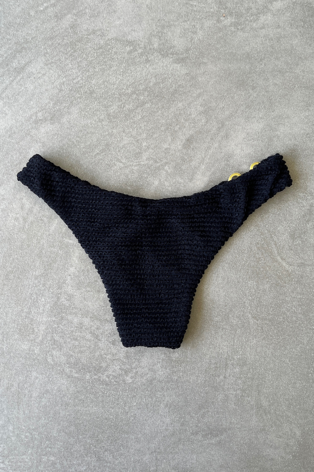 Onyx Black Textured Yasmin Star Bikini Bottom