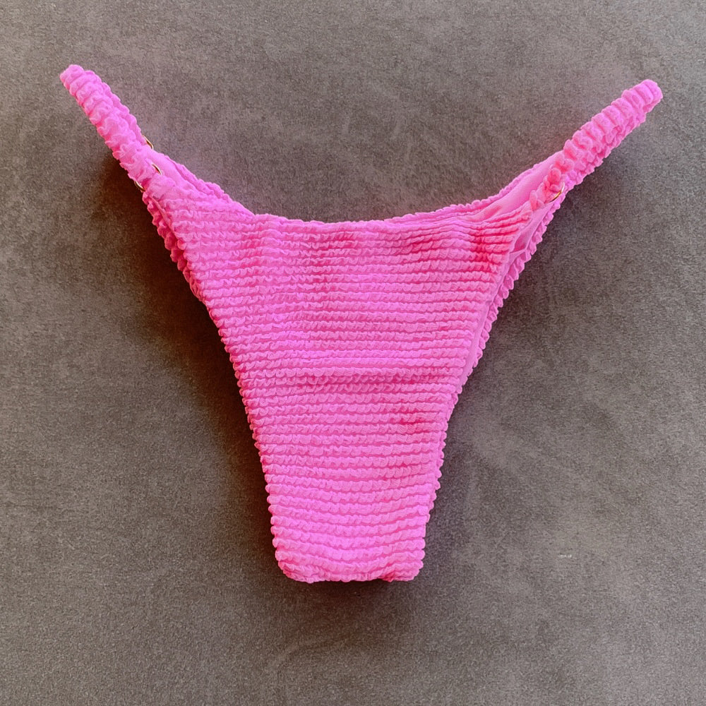 Pink Bliss Textured Tanga Bikini Bottom