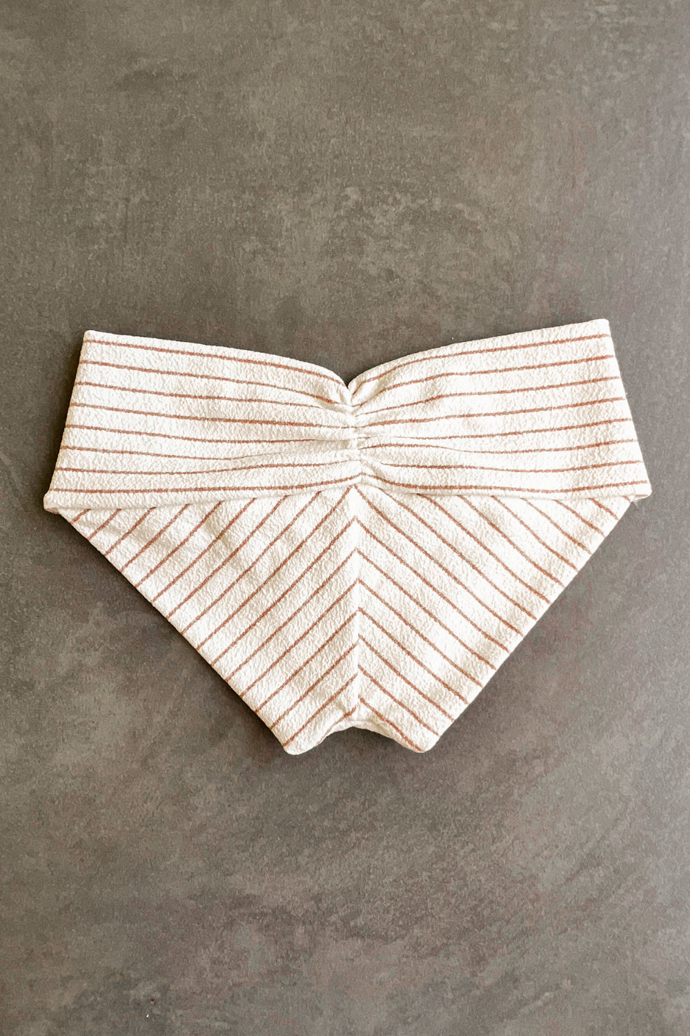 White & Brown Seashore Striped Textured Melissa Bikini Bottom