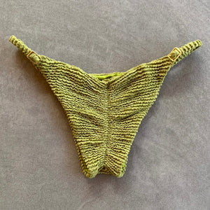 Pistachio Green Textured Tanga Bikini Bottom