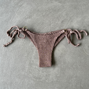 Chocolate Mousse Beehive Textured Katie Side Tie Bikini Bottom