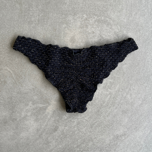 Glamour Black Sparkling Mermaid Weave Textured Lili Ripple Bikini Bottom