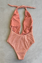 Load image into Gallery viewer, Toffee Brown Sparkling Mermaid Weave Textured Samira One Piece Swimwear
