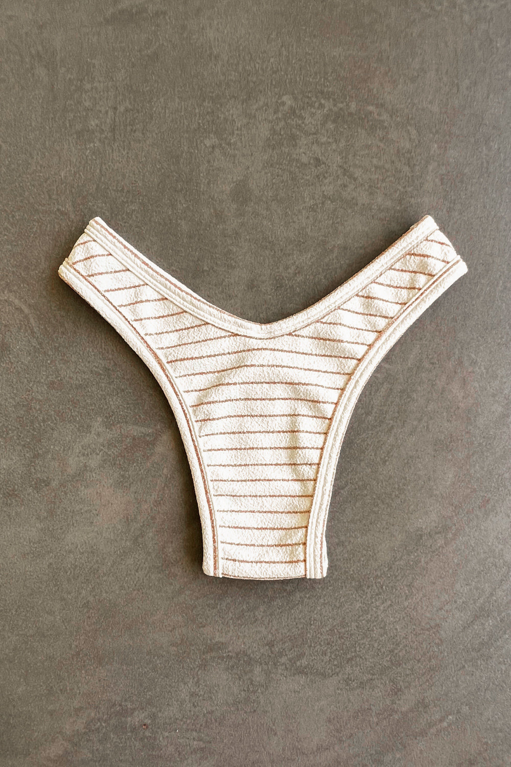 White & Brown Seashore Striped Textured Tati Bikini Bottom