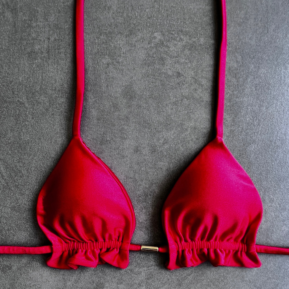 Scarlet Red Triangle Frill Bikini Top