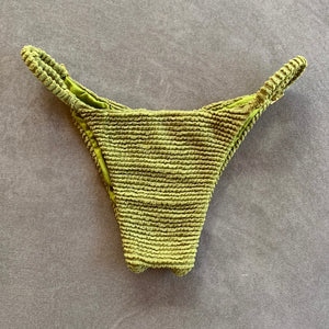 Pistachio Green Textured Tanga Bikini Bottom