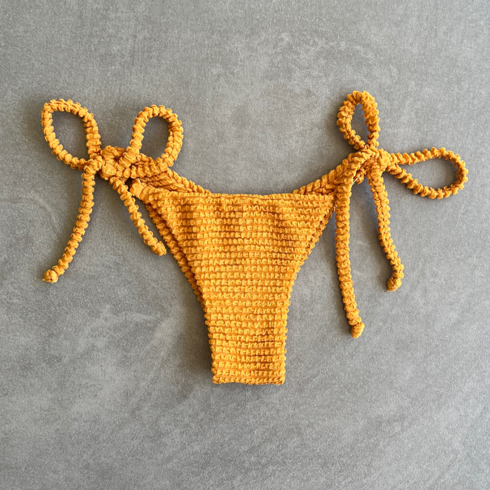 Apricot Textured Katie Side Tie Bikini Bottom