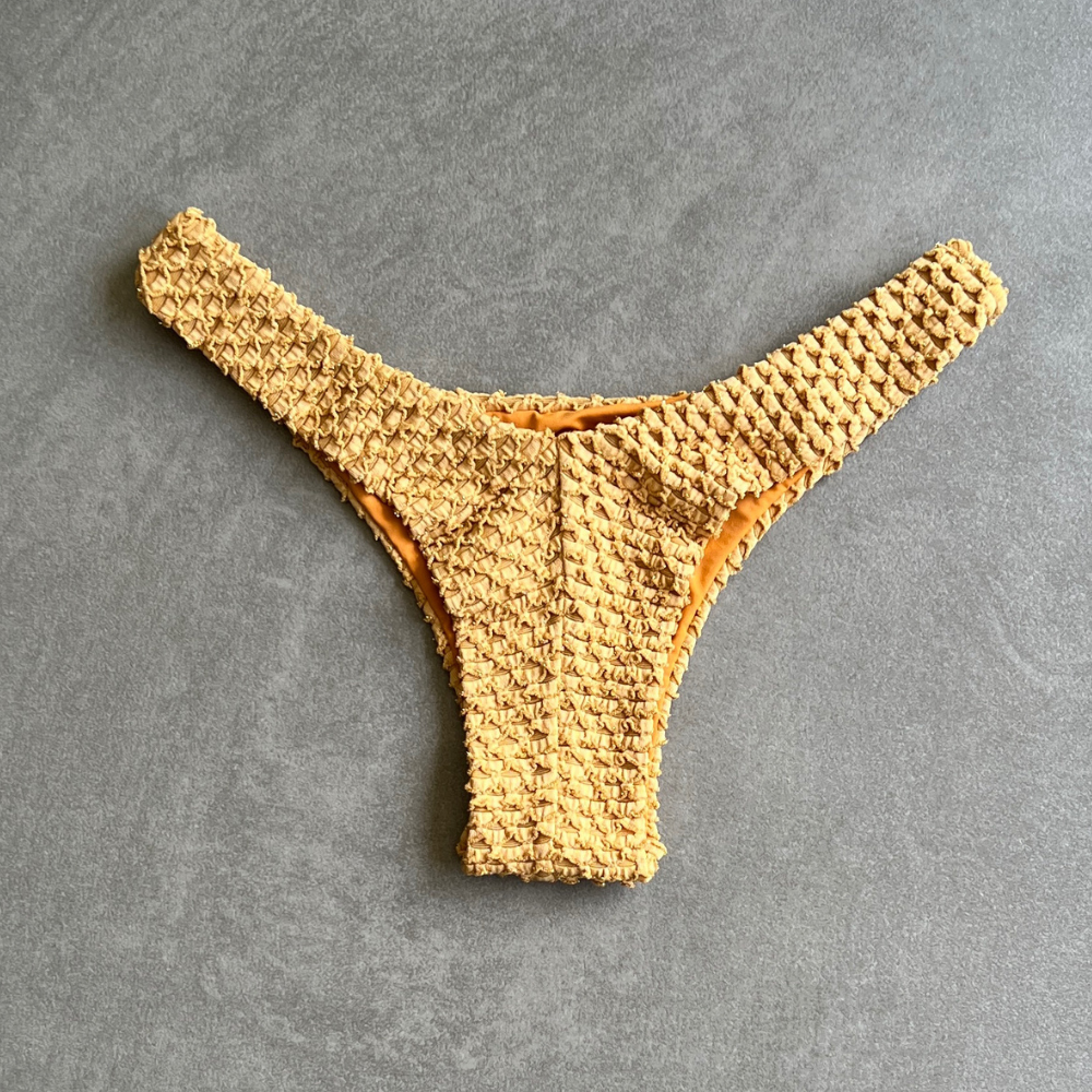 Golden Siren Mermaid Weave Textured Bia Bikini Bottom