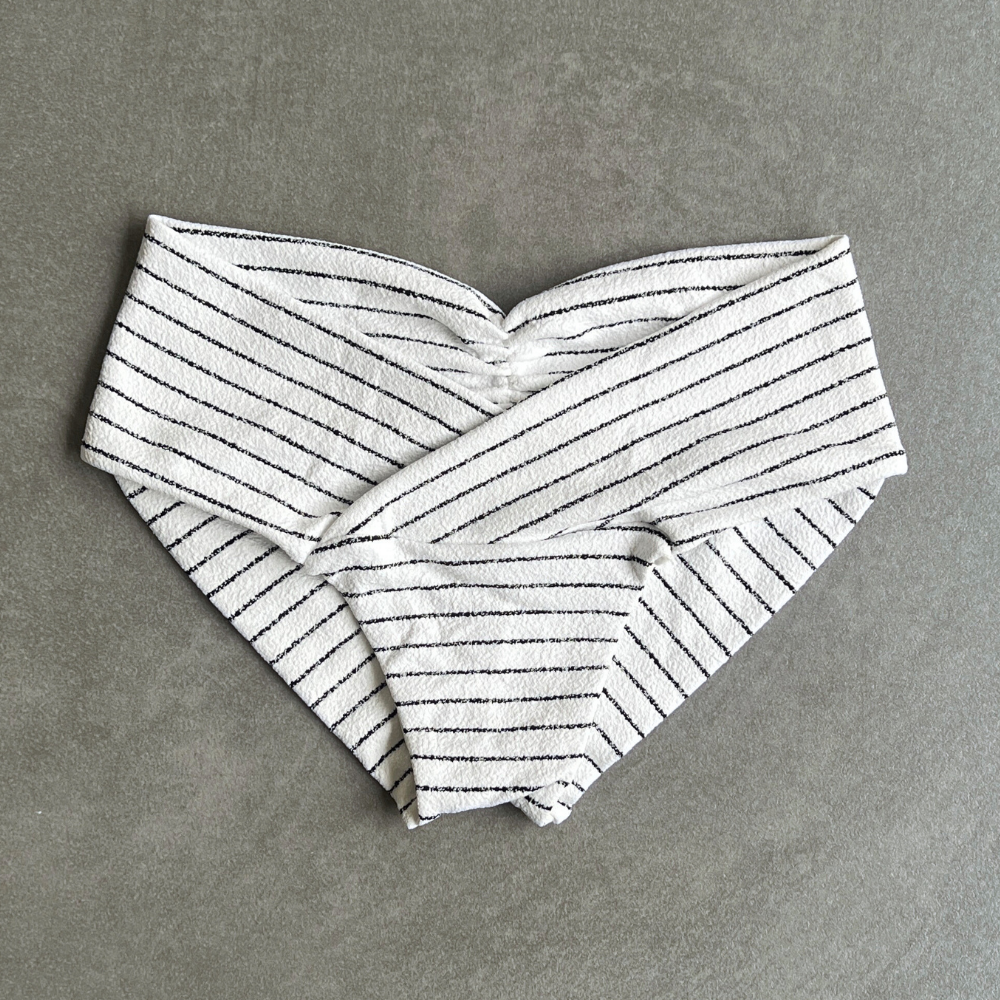 White & Black Seashore Striped Textured Melissa Bikini Bottom