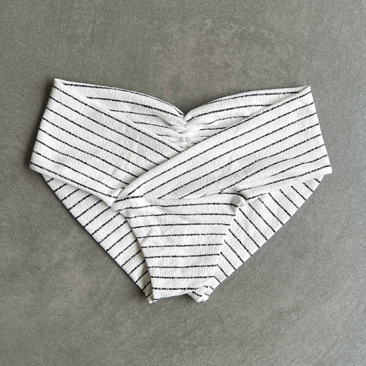 White & Black Seashore Striped Textured Melissa Bikini Bottom