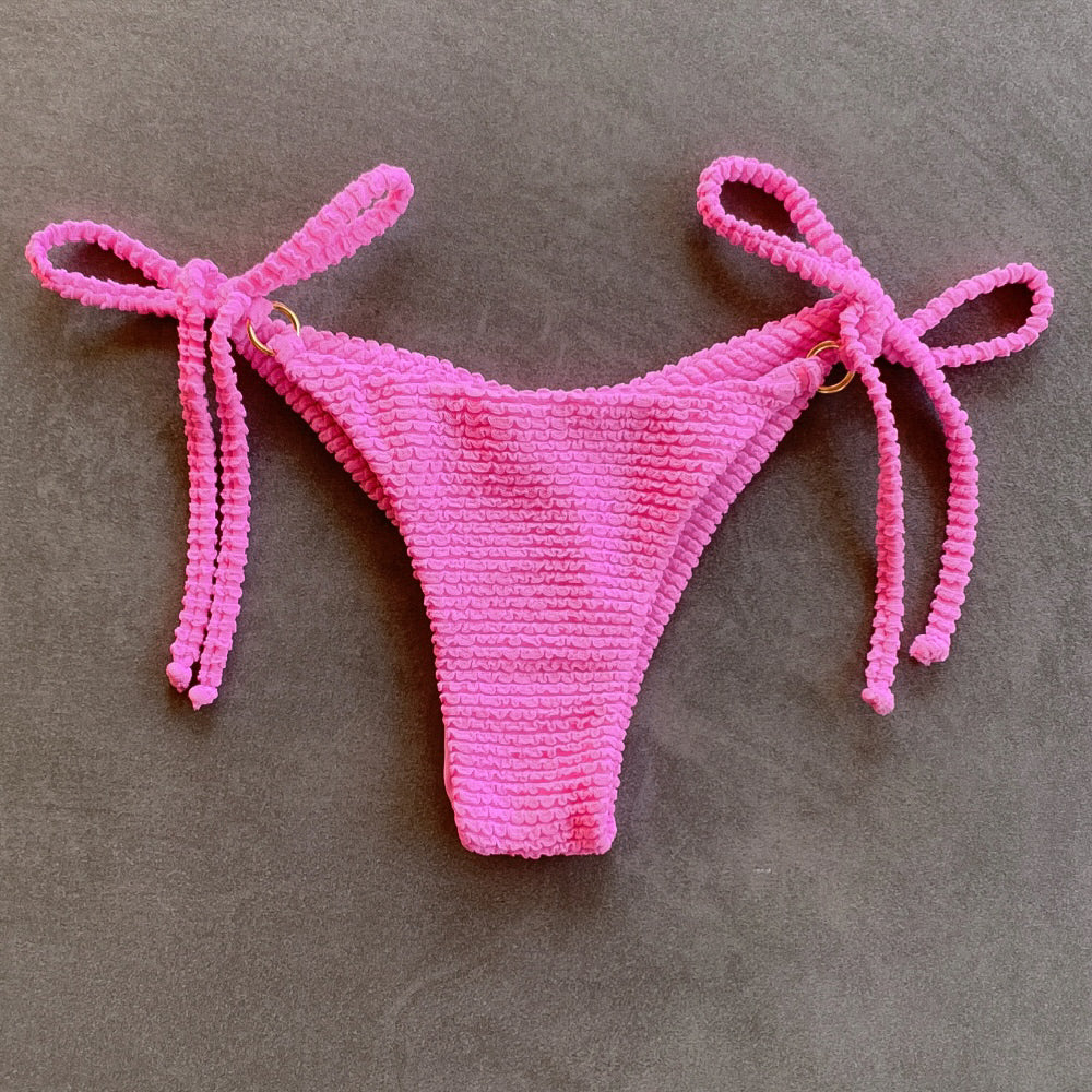 Pink Bliss Textured Katie Side Tie Bikini Bottom