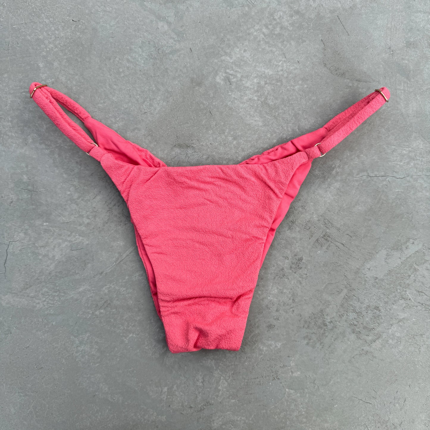 Seashore Textured Coral Delight Tanga Bikini Bottom