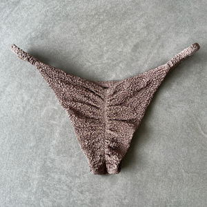 Chocolate Mousse Beehive Textured Tanga Bikini Bottom