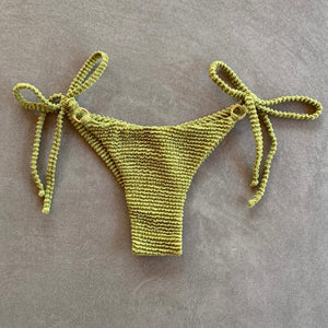 Pistachio Green Textured Katie Side Tie Bikini Bottom