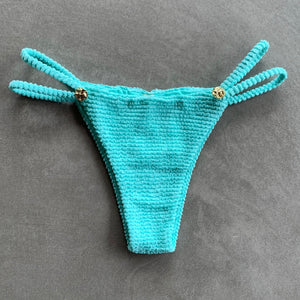 Curazao Blue Textured Tici Bikini Bottom