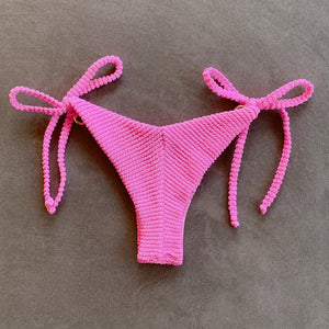 Pink Bliss Textured Katie Side Tie Bikini Bottom