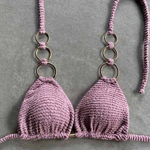 Lavender Mist Triangle Rings Bikini Top