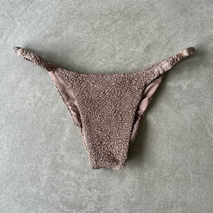 Chocolate Mousse Beehive Textured Tanga Bikini Bottom