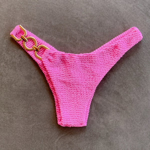 Pink Bliss Textured Bia Metal Bikini Bottom