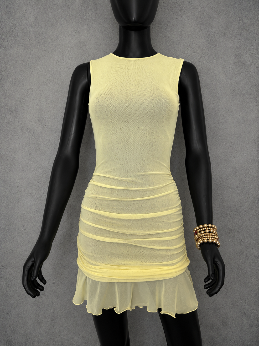Yellow Mesh Tule Dress