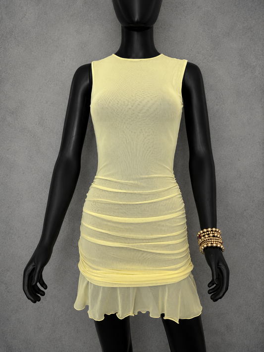 Yellow Mesh Tule Dress