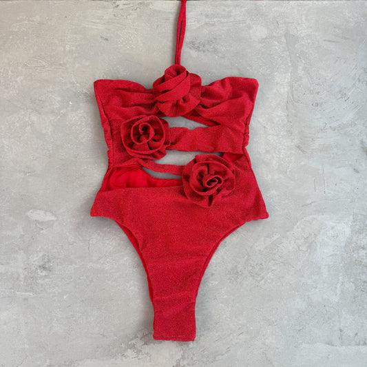 Laurice Red Sparkle One Piece Swimsuit