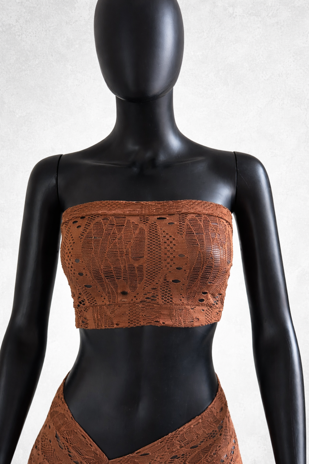 Tulum Brown Macrame Bandeau Crop Top
