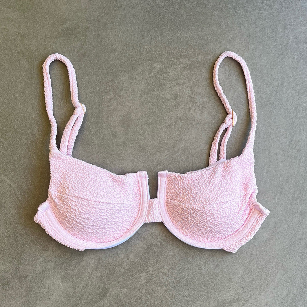 Rose Spritz Beehive Textured Panneled Bikini Top