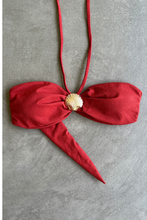 Load image into Gallery viewer, Glazed Cherry Seashore Textured Strapless Bikini Top
