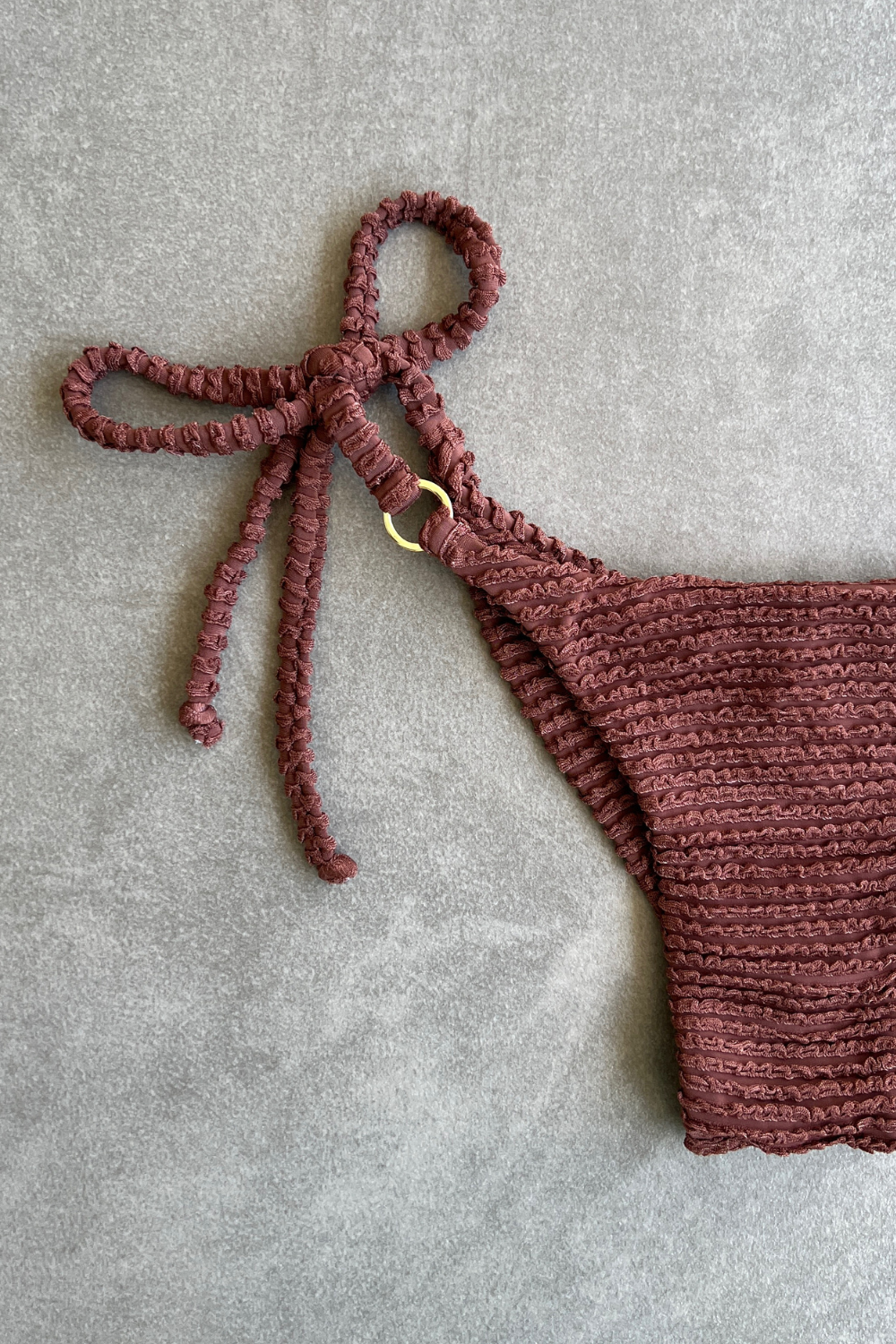 Browned Textured Katie Side Tie Bikini Bottom