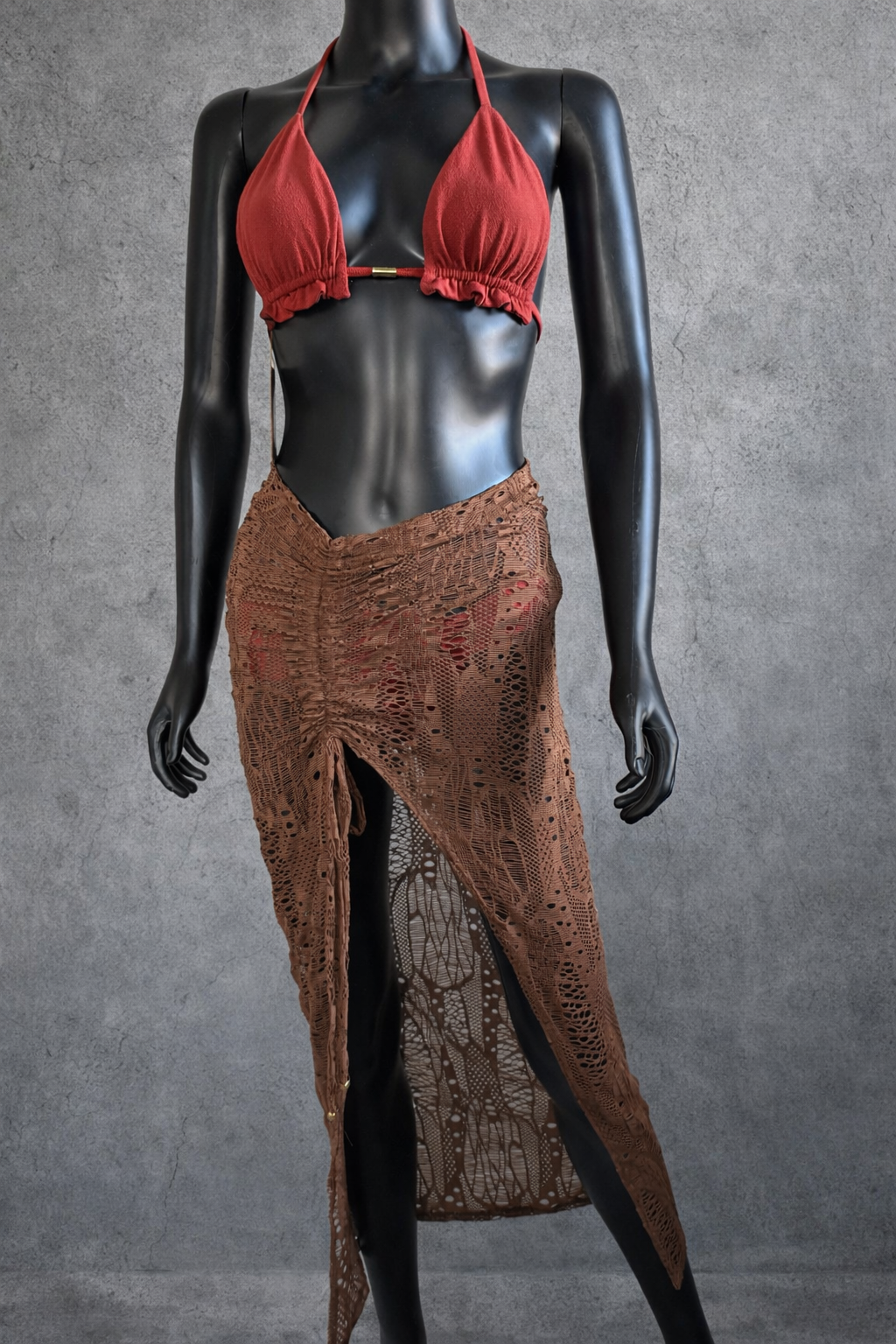 Tulum Brown Macrame Long Skirt