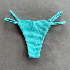 Curazao Blue Textured Tici Bikini Bottom