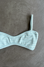 Load image into Gallery viewer, Blue &amp; White Seashore Striped Textured Tati Bikini Top
