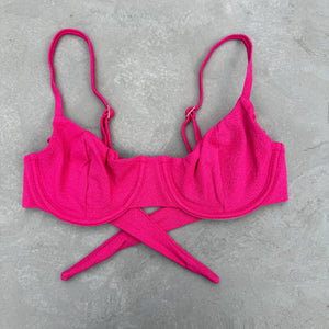 Seashore Textured Pink Riot Lindy Bikini Top