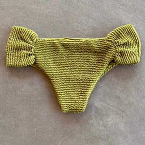 Pistachio Green Textured Classy Cheeky Bikini Bottom