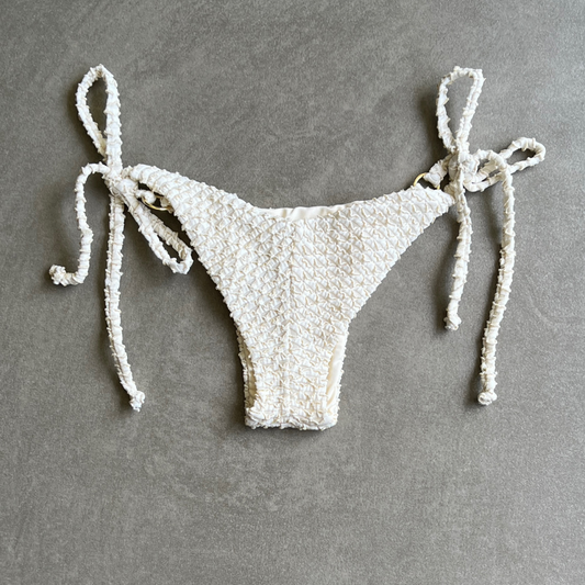 Sparkling Snow Mermaid Weave Textured Katie Side Tie Bikini Bottom